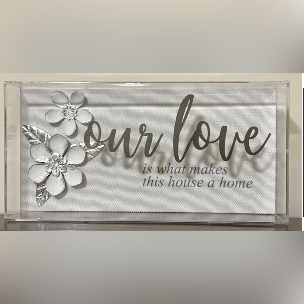 Our love is what makes this house a home wall hanging/shadow box - NWOT